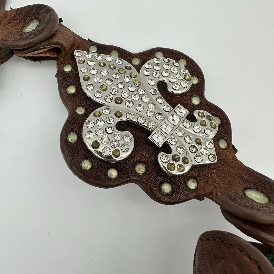 Bolso de Mano Vintage Charm And Luck Negro Cuero Marrón Estrás Y2K Rock Gótico Foto 3 de 4