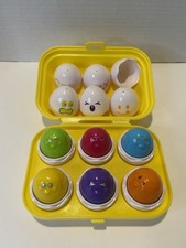 Vintage Tomy Hide N Squeak Yellow Egg Shape Sorter 1993 Toddler Activity Toy