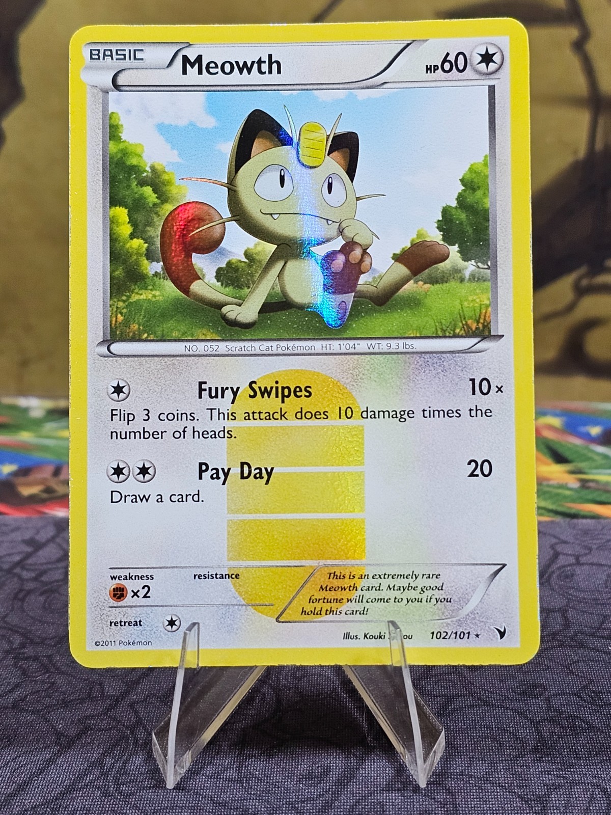 Pokémon TCG Meowth 102/101 Noble Victories Secret Rare Holo Card LP-