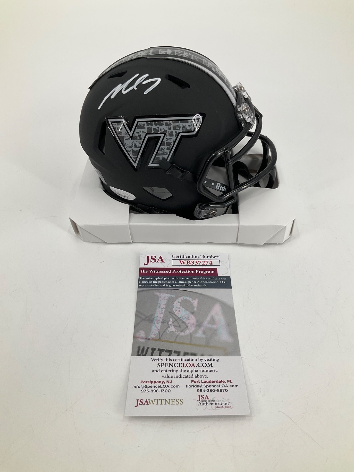 Michael Vick Autographed Signed Virginia Tech Hokies VIRGINA TECH BLACK SPEED MINI HELMET JSA WITNESS COA 