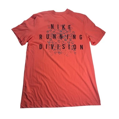 Nike Dri Fit Running Division Mens M Coral Leopard Print Athletic T Shirt NEW - Image 1 of 4