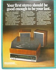 Print Ad Panasonic Stereo RE-7700 FM/AM Record Player Cabinet Vintage 1960s AD