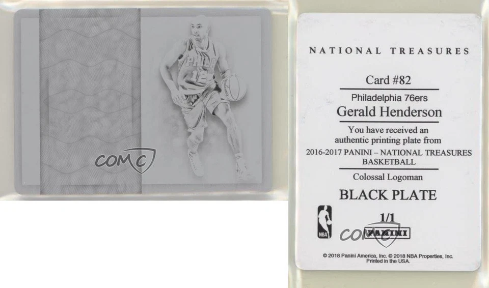 2016-17 National Treasures Printing Plate Black 1/1 Gerald Henderson Logoman 6kg - Image 3 of 3