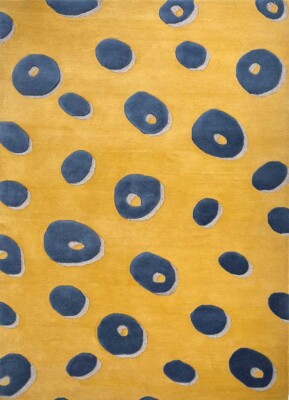 New hand tufted rug handmade design blue golden nz wool living room hall room ru