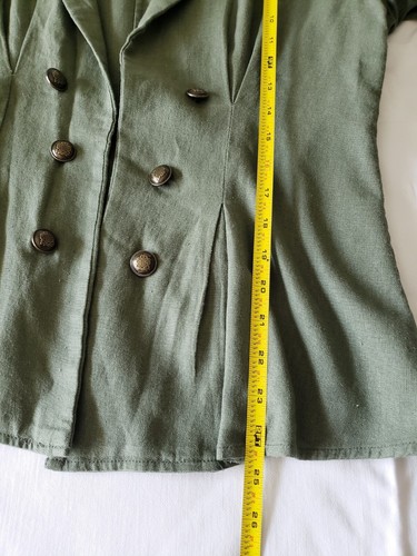 Free People Linen Blend Military Style Lightweight Green Blazer Jacket Size S - Picture 10 of 13