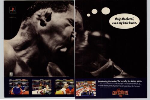 Contender PS1 Playstation 1 Boxen Videospiel Kunst 1998 Vintage Poster Werbedruck  - Bild 1 von 4