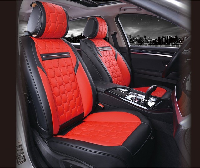 Deluxe Red Black PU Leather Front Seat Covers for Jaguar XF XJ EPace F