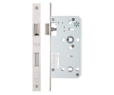 Zoo Hardware ZDL7855SS DIN Bathroom Lock 78mm/55mm Square Satin Steel