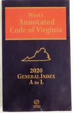West's Annotated Code of Wode of Virginia 2020 General Index A- L Paperback 2020