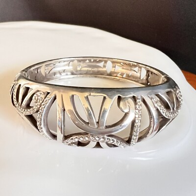 Brighton Silver T Rhinestone Scroll Swirl Butterfly Flower  display picture 3