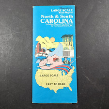 Large 1984 VTG Champions Folding/Fold Out Travel/Road Map-North  South Carolina