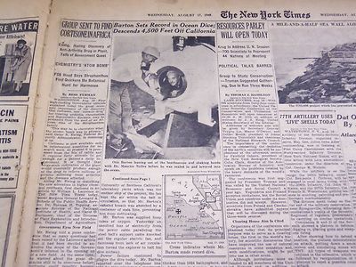 1949 AUG 17 NEW YORK TIMES - OTIS BARTON SETS RECORD IN DIVE - NT 1497
