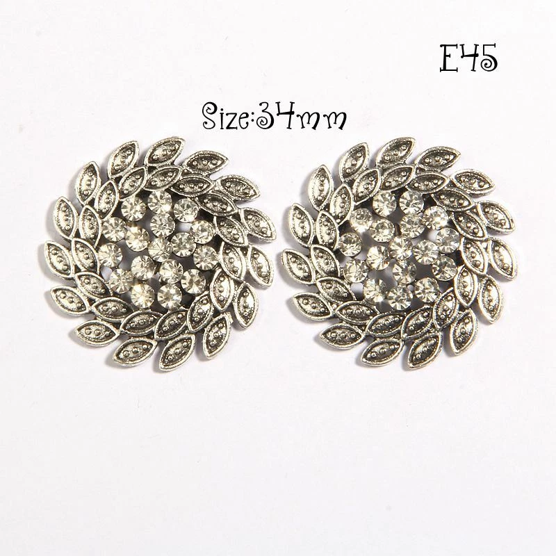 10Pcs 34mm Round Crystal Metal Rhinestone Buttons Appliques Embellishment - Image 3 of 4
