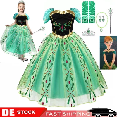MARKENLOS Anna Elsa Mädchen Prinzessin Kleid Kinder Mädchen Kostüm Partykleider Cosplay DE