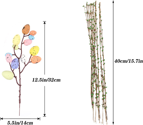 Artificial Easter Spray Vine with Pastel Easter Eggs and Berries- Decorative Spr - Picture 2 of 12