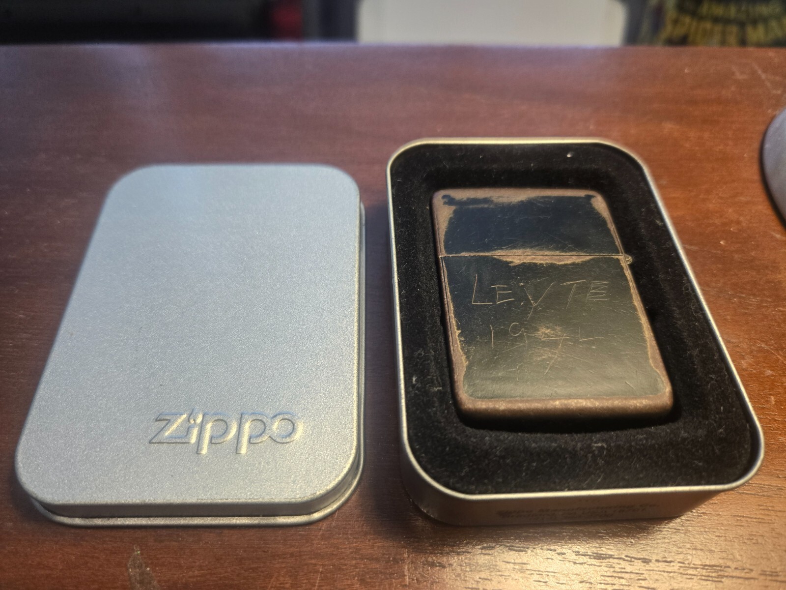 Vintage WWII Park Sherman Lighter Black LEYTE 1944  Military Trench