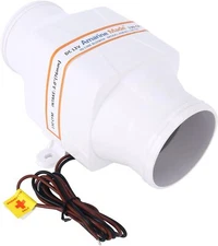 Amarine Made 12V 3Inch 130CFM White In-Line Marine Electric Bilge Air Blower Fan