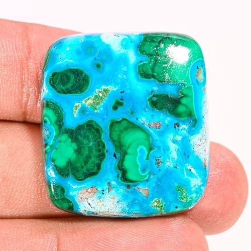 Natürlicher Azurit Malachit strahlender Cabochon BLAU/GRÜN 32x29x7 mm lose Edelstein