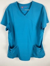 Urbane Performance Scrub Top Size XL Teal Blue Stretch 9046 4PKT Nursing Medical