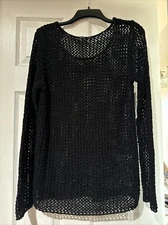 DEX 1963 Black Open Knit Sweater. Sz L. NWT!