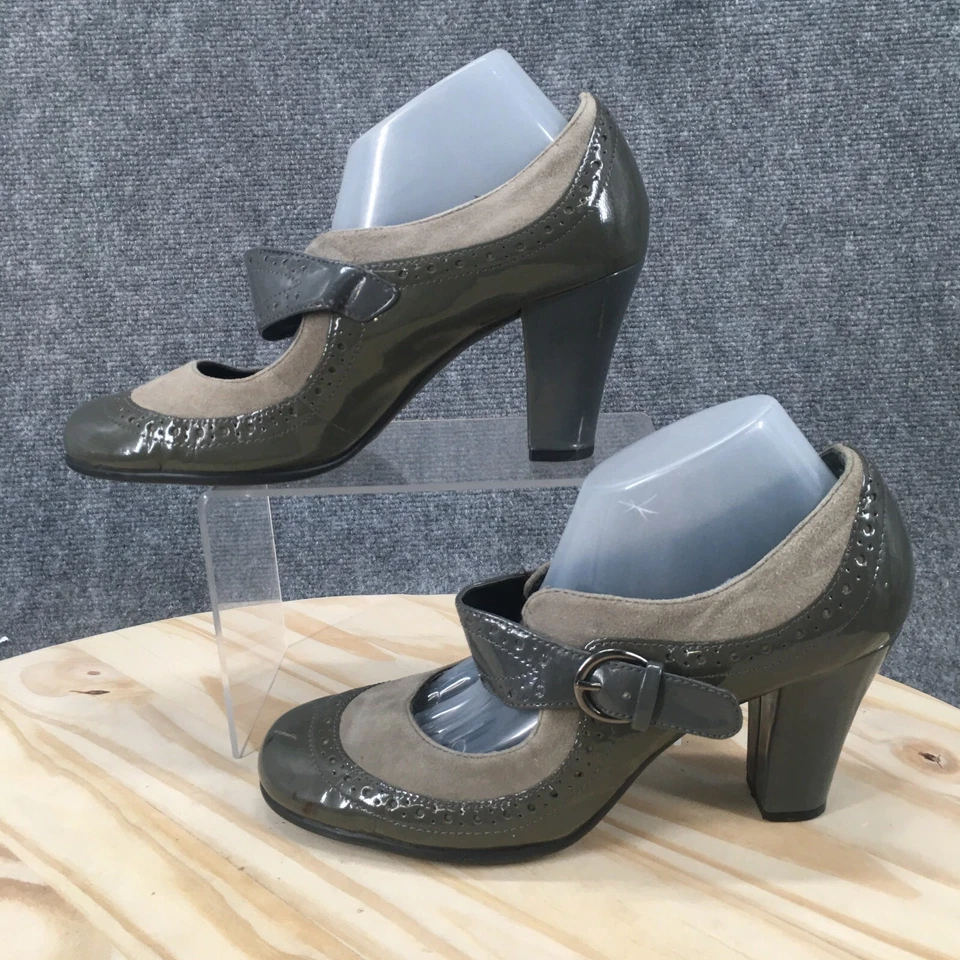 Aerosoles Shoes Womens 7 M Roleplay Mary Jane Gray Leather Casual Block Heels - Image 2 of 4