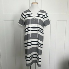 Express Womens Dress Size Small Striped Short Sleeve Tie Up Front Black White