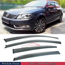 For 2011-19 VW Passat Smoke Tinted Chrome Trim Window Visor Rain Guard Deflector