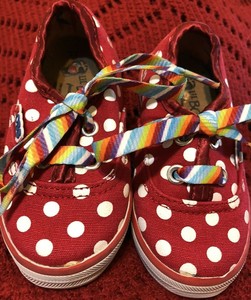 red polka dot sneakers