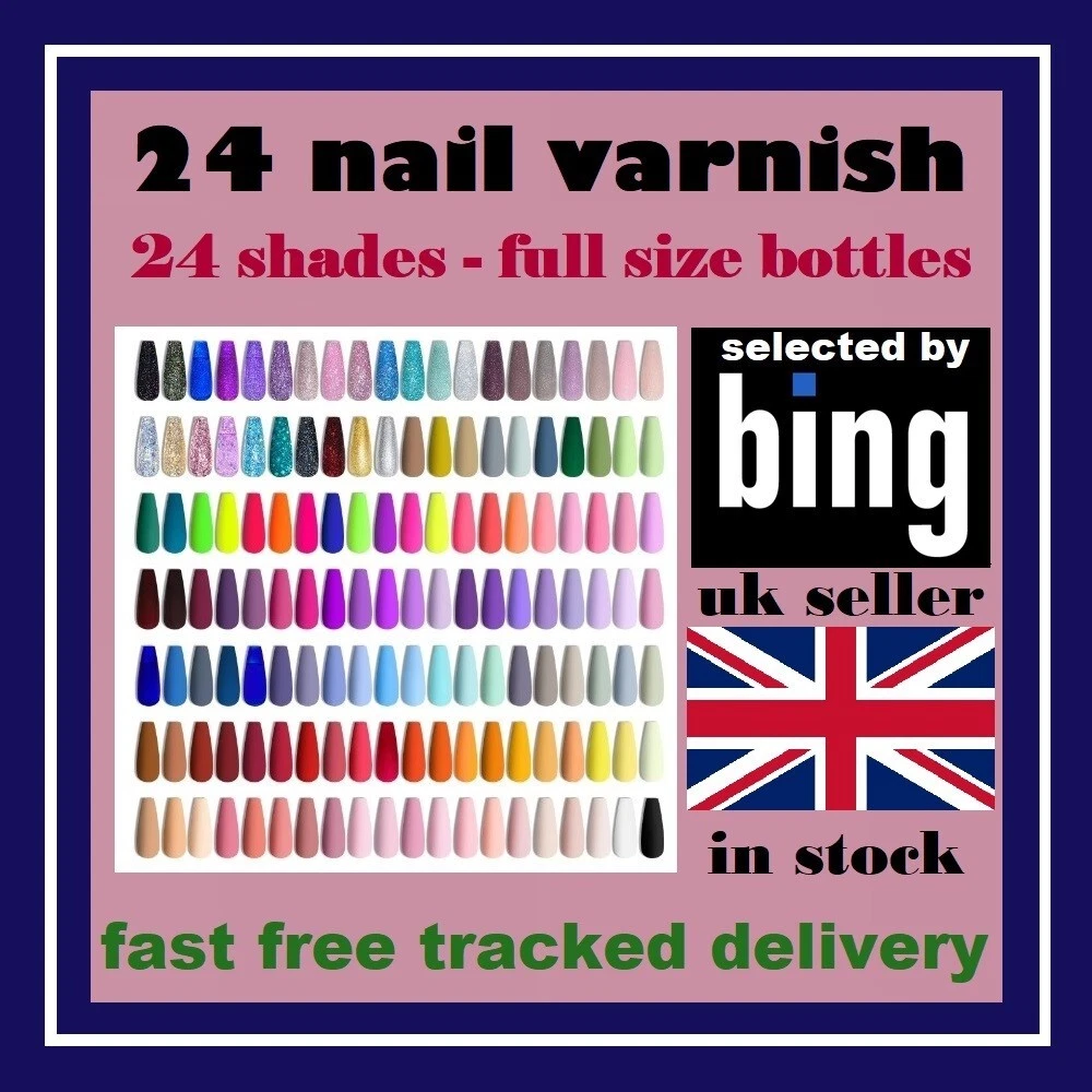 24 nail varnish polish set Assorted shades mixed brands wholesale joblot bundle
Opens in a new windo