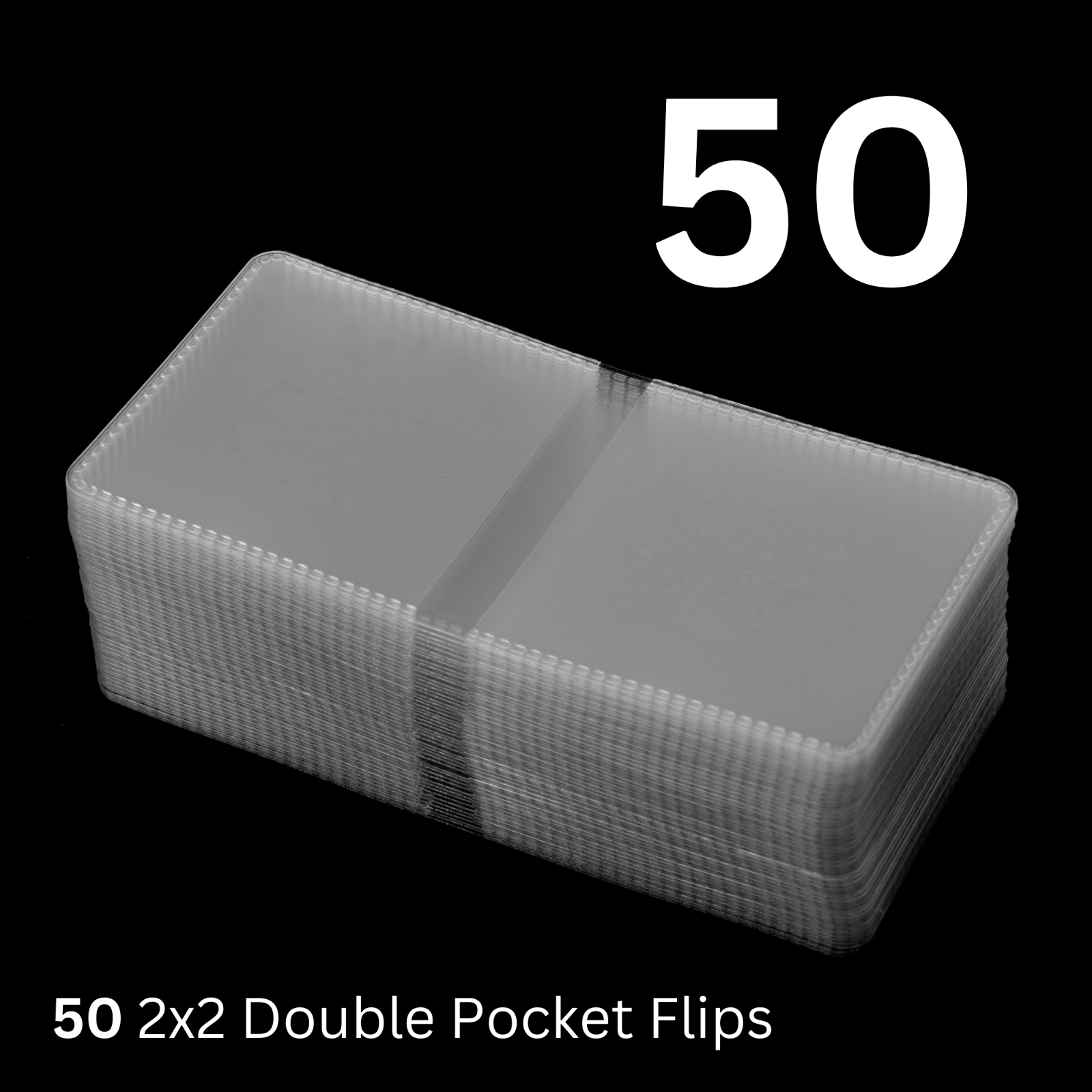 (50) 2x2 Double Pocket Vinyl Coin Flips for Storage & Display Plastic