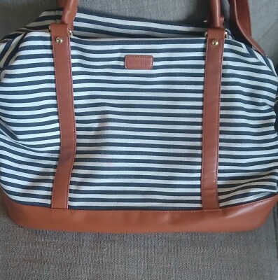 Canvas/Faux Leather Overnight/Weekender Bag With Shoulder Strap/Handles