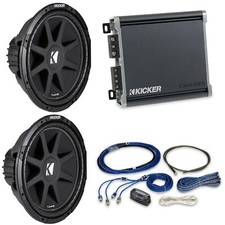 2 KICKER 43C104 Comp 10" Subwoofers  46CXA4001 Monoblock Amplifier  Amp Kit