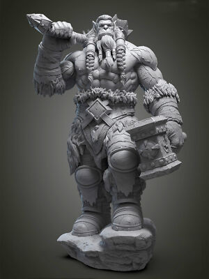 Anime Thrall Orc Man Unpainted GK Models 3D Printed Figure Blank Resin Kit 20cmH