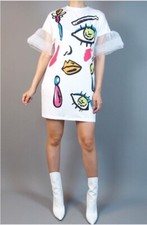 Brand New White Ruffle Shoulder Tunic Dress