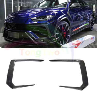 2X Carbon Fiber Front Bumper Vent Trim Cover For Lamborghini Urus 2018-2021