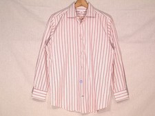 Banana Republic long sleeve white  red stripe dress shirt / Medium 15.5 / b43