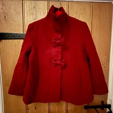 LION OF PORCHES / CHILDS COAT - WOOL, RED, SIZE CHILDS 7-8 YEARS. BEAUTIFUL