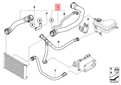 NEW BMW E65 E66 SEDAN RADIATOR COOLING SYSTEM WATER HOSE 2249459 