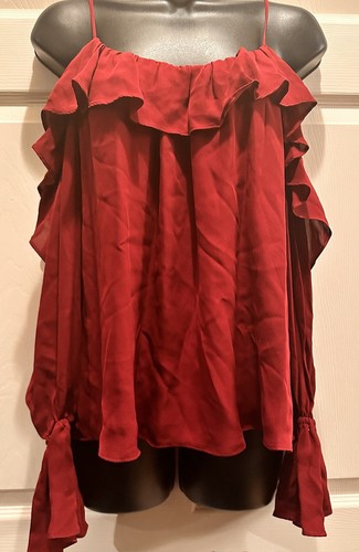 NWT Parker Burgundy Cold Shoulder Long Sleeve Blouse Size S - Picture 2 of 4