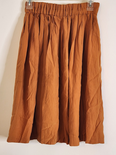 Knyper Women's Skirt Size MEDIUM Orange Rust Silk Pull-On Pleated