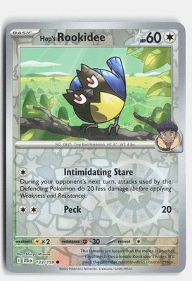 Hop's Rookidee 133/159 Journey Together Common Pokemon Reverse Holo NM