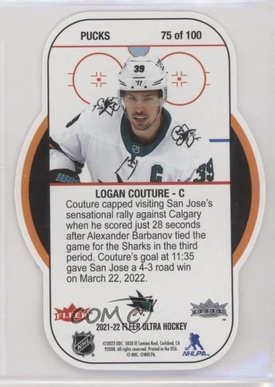 2021-22 Upper Deck Fleer Ultra Pucks Logan Couture #75 - Image 2 of 2