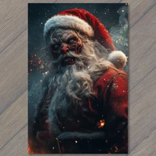 Art Print Zombie Santa Evil Eyes Bloody Beard Apocalypse Belt Christmas Hat