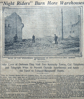 1908 Newspaper Page Night Riders Burn Warehouses in Hopkinsville Kentucky