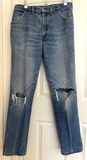Vintage Lands End Jeans Womens 32X32 100% Cotton Distressed Made in USA Rigid
