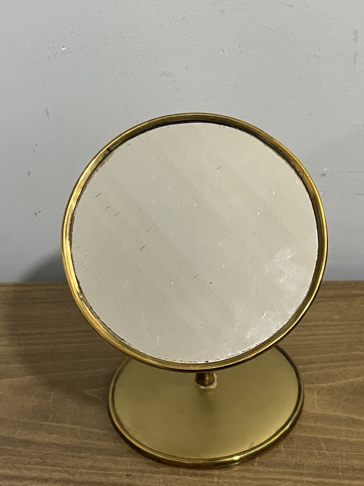 Vintage Brass Mother Of Pearl Gooseneck Double Sided Vanity Mirror