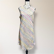 Lou & Grey Rainbow Textured Knit Swing Mini Dress Sleeveless Keyhole Cottagecore