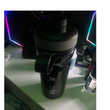 500ml Black Plastic Sports Shake Bottle, Reusable, Screw-on Lid