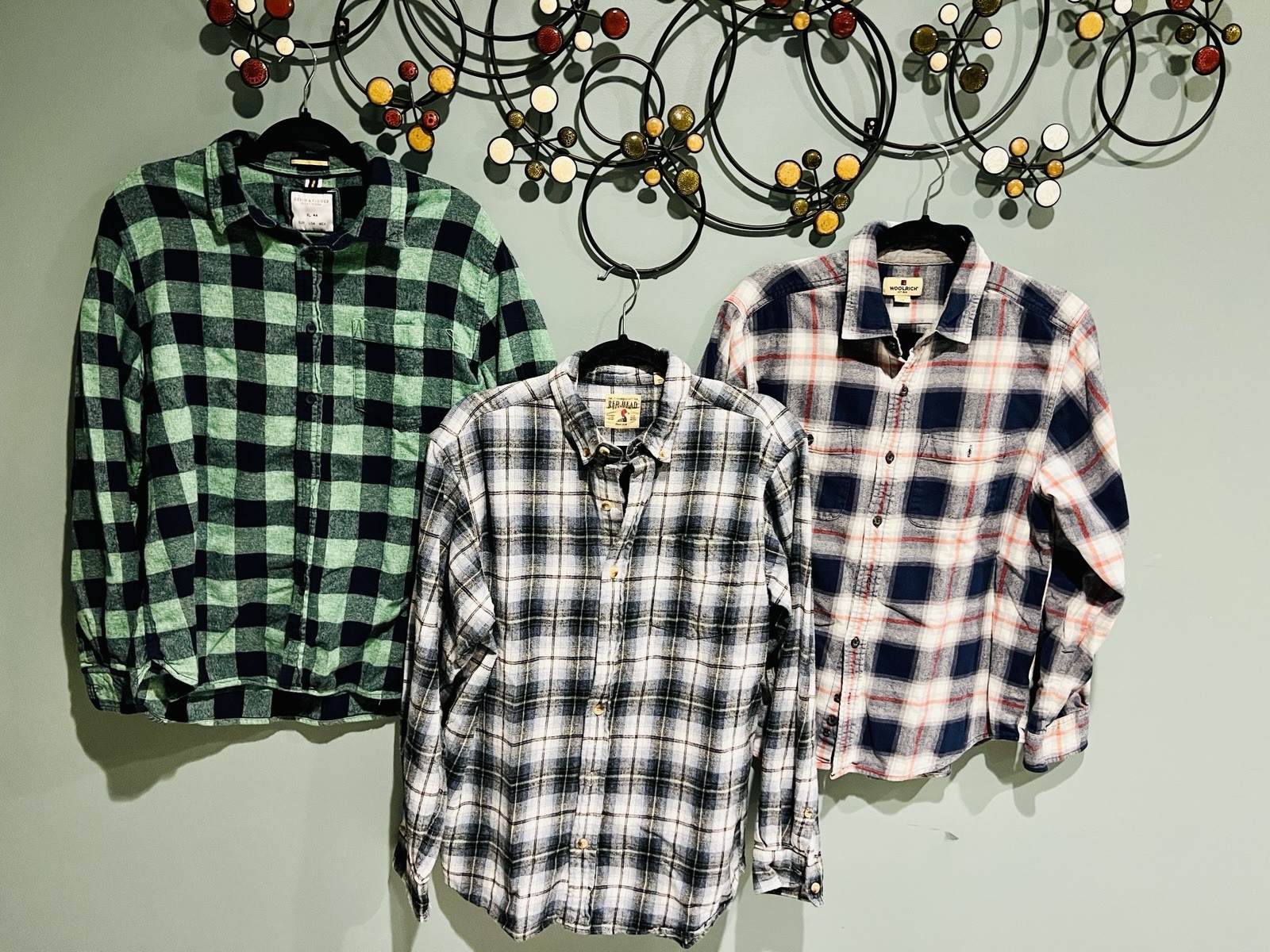 3 Men&rsquo;s Flannel Shirts, Size L