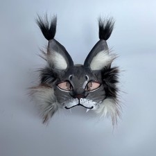 Therian cat mask handmade fluffy cat mask gift